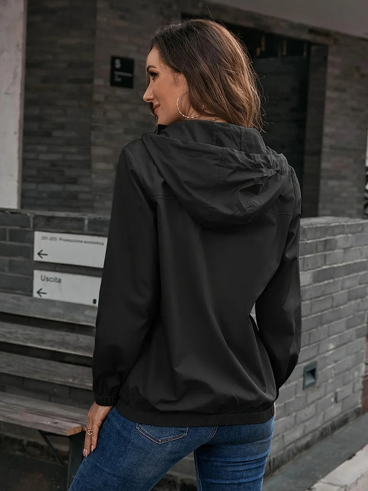 Dames regenjas | Lichtgewicht windproof jas met capuchon en rits