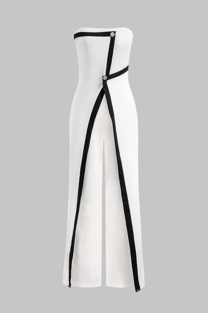 Elegante mouwloze jumpsuit met hoge taille en flatterende pasvorm