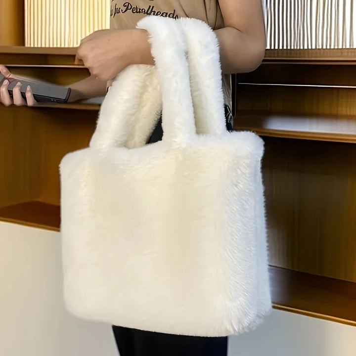 Dames faux fur tas | Pluche shopper in roze of wit