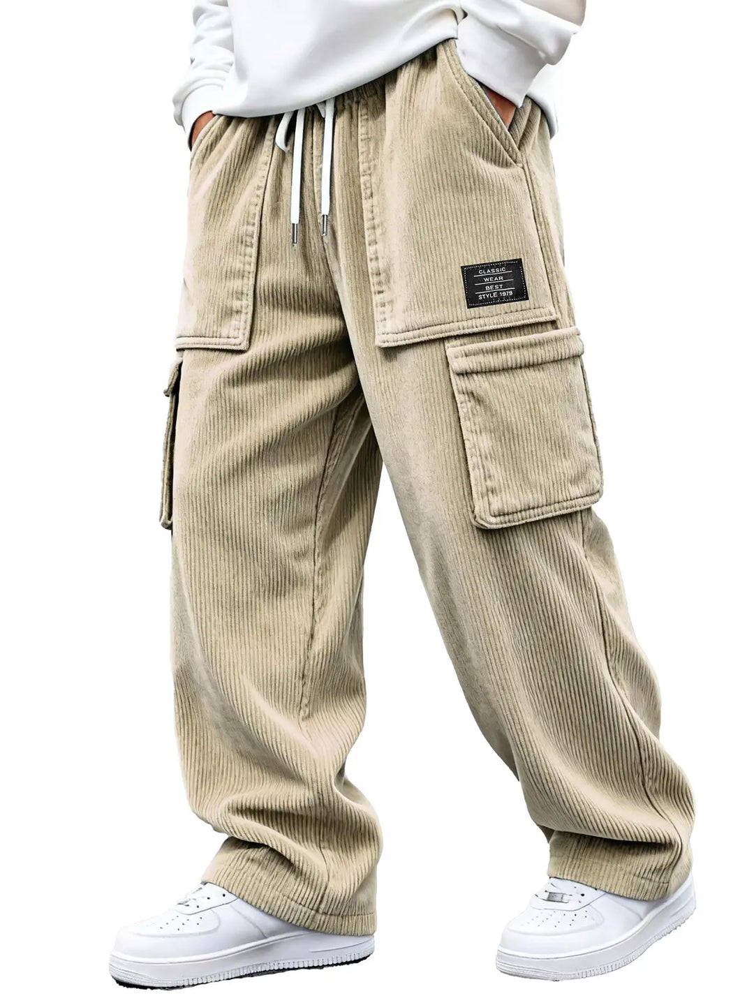 Heren cargobroek | Ribstof broek met cargozakken