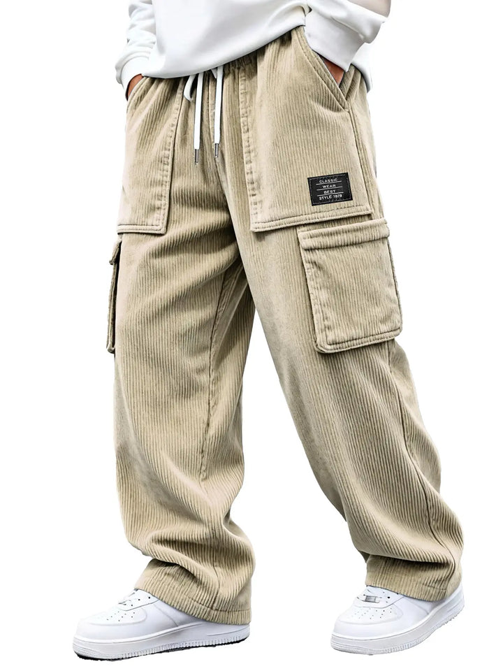 Heren cargobroek | Ribstof broek met cargozakken