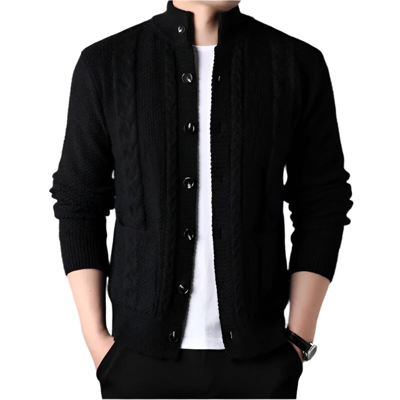 NordicWeave Jacket | Gebreide herenjas met fleece en quilt