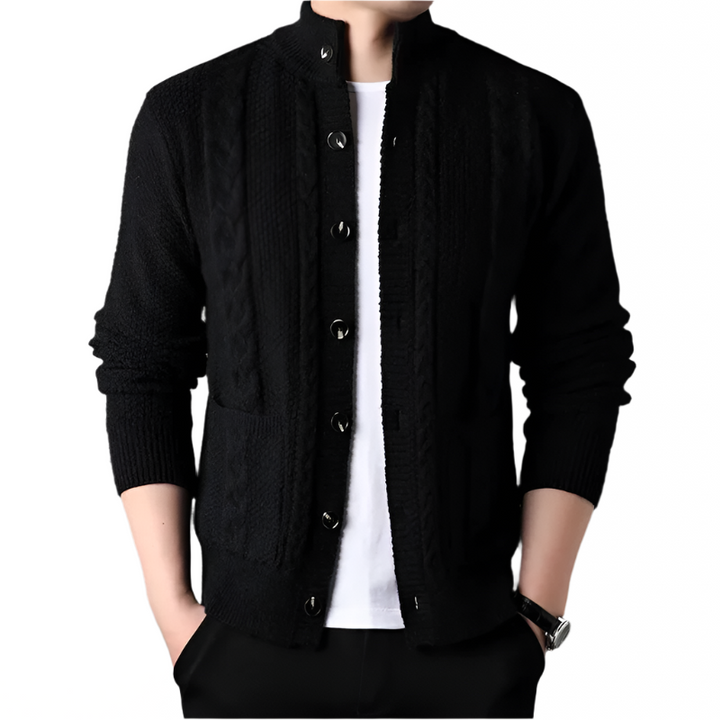 NordicWeave Jacket | Gebreide herenjas met fleece en quilt