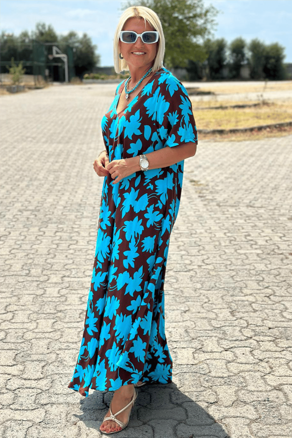 Midi Jurk voor Dames – Elegante Pasvorm met Print