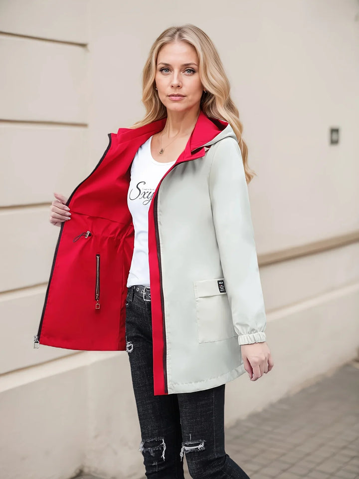 Dames jas | Reversible jas met capuchon en rits casual model