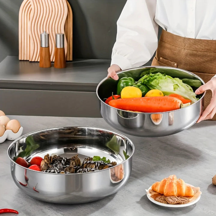 RVS salade kom groot | Roestvrijstalen kom met deksel voor bewaren en serveren