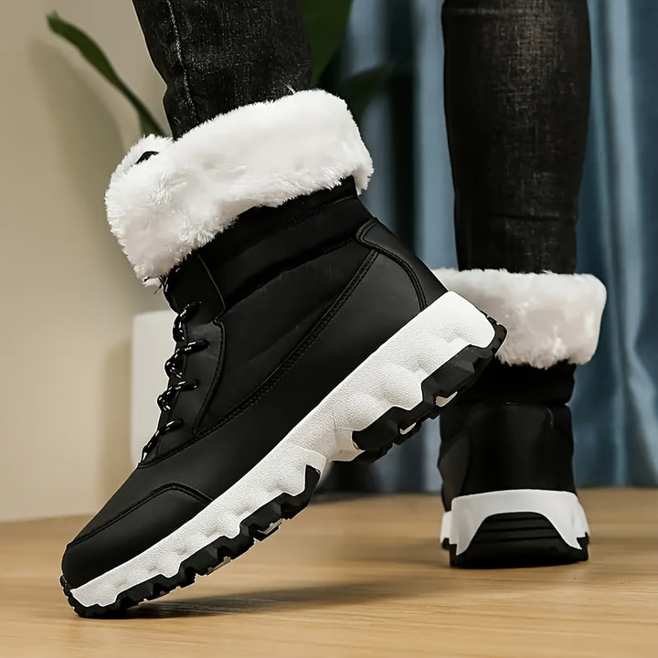 Dames winter boots | Warme gevoerde laarsjes met bont rood