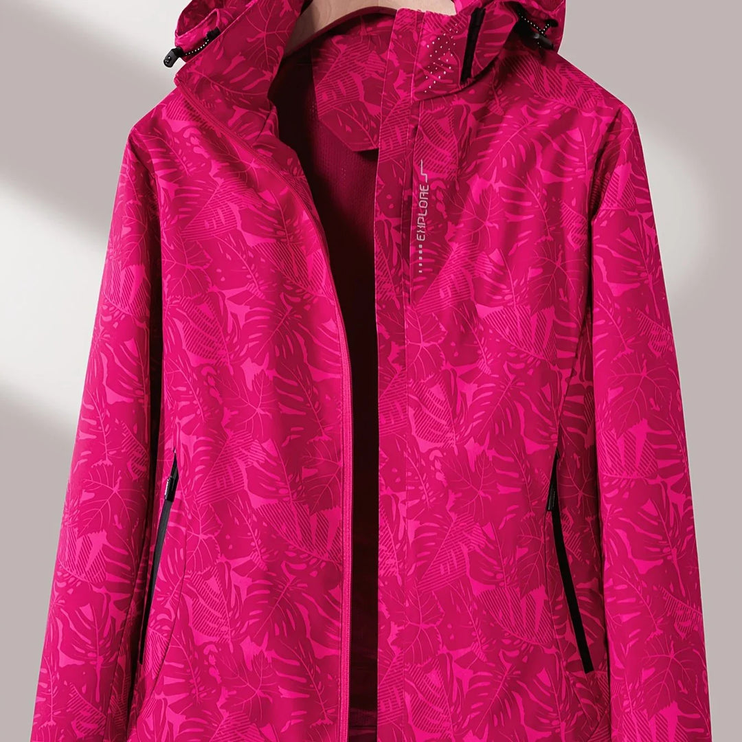 Dames jas | Lichtgewicht outdoor jack met bloemenprint en capuchon