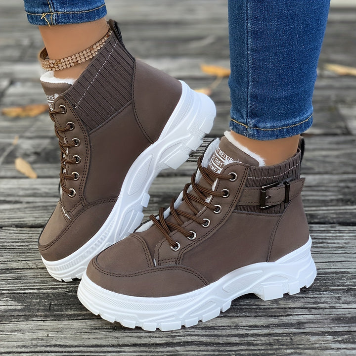 Dames winter boots | Warme snowboots met bont en dikke zool
