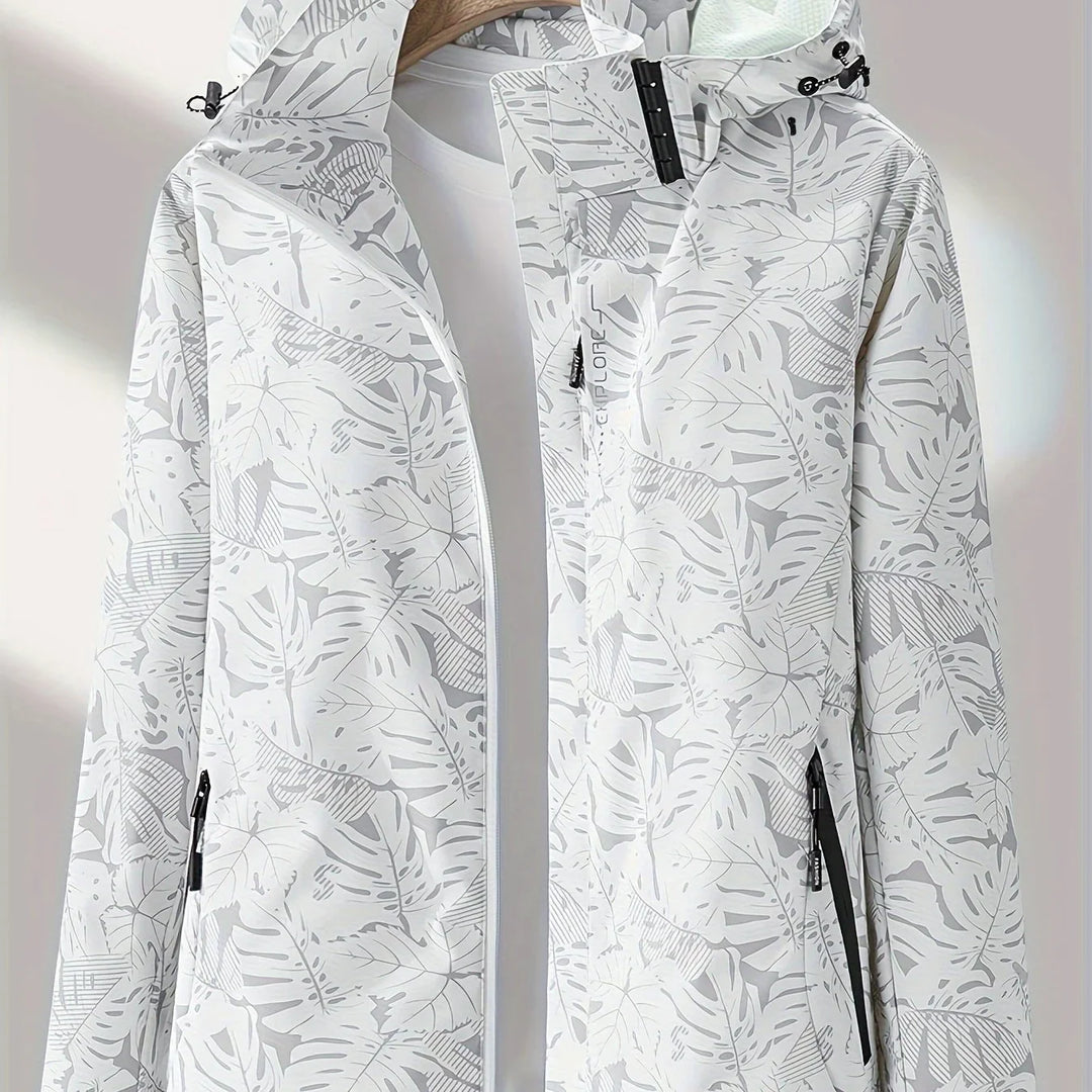 Dames jas | Lichtgewicht outdoor jack met bloemenprint en capuchon