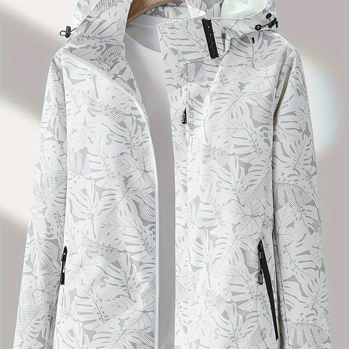 Dames jas | Lichtgewicht outdoor jack met bloemenprint en capuchon