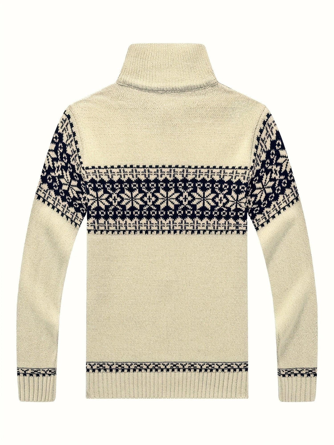 Heren vest | Gebreide cardigan met sneeuwvlok patroon en rits