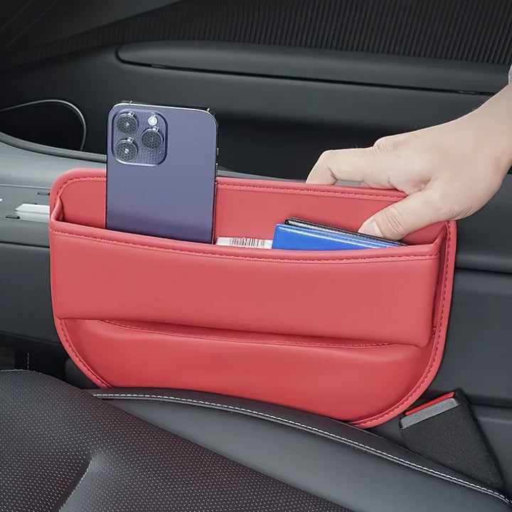 Auto stoel organizer | Leren opbergbox met vakken en kaarthouder