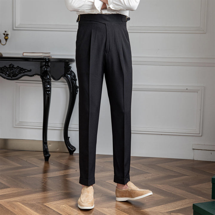 Gurkha Pantalon | Heren geplooide straight leg broek