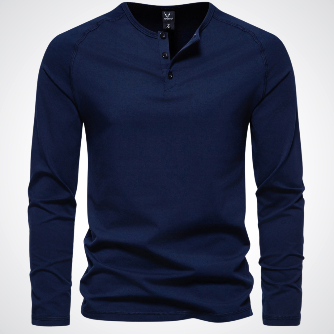 Stephen | Heren Henley shirt met lange mouwen