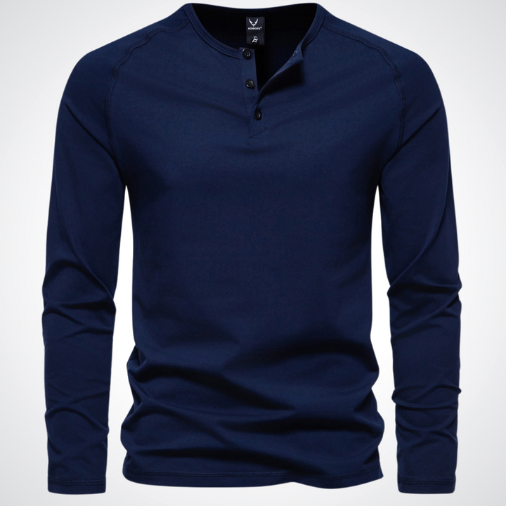 Stephen | Heren Henley shirt met lange mouwen