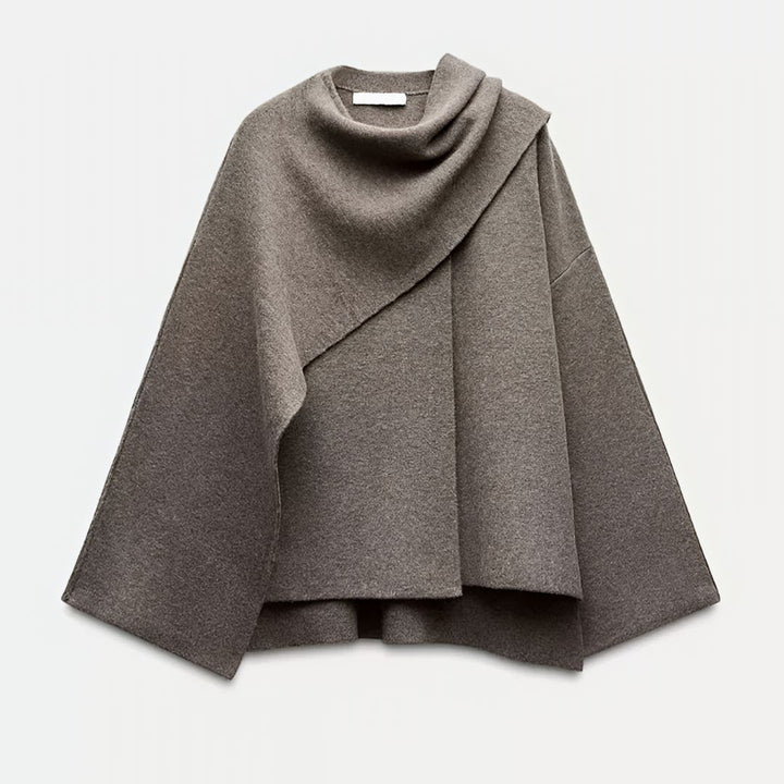 Poncho dames | Asymmetrische cape met brede kraag