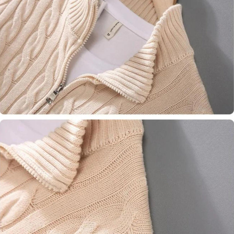 CableEase Sweater | Quarter‑zip katoenen kabeltrui