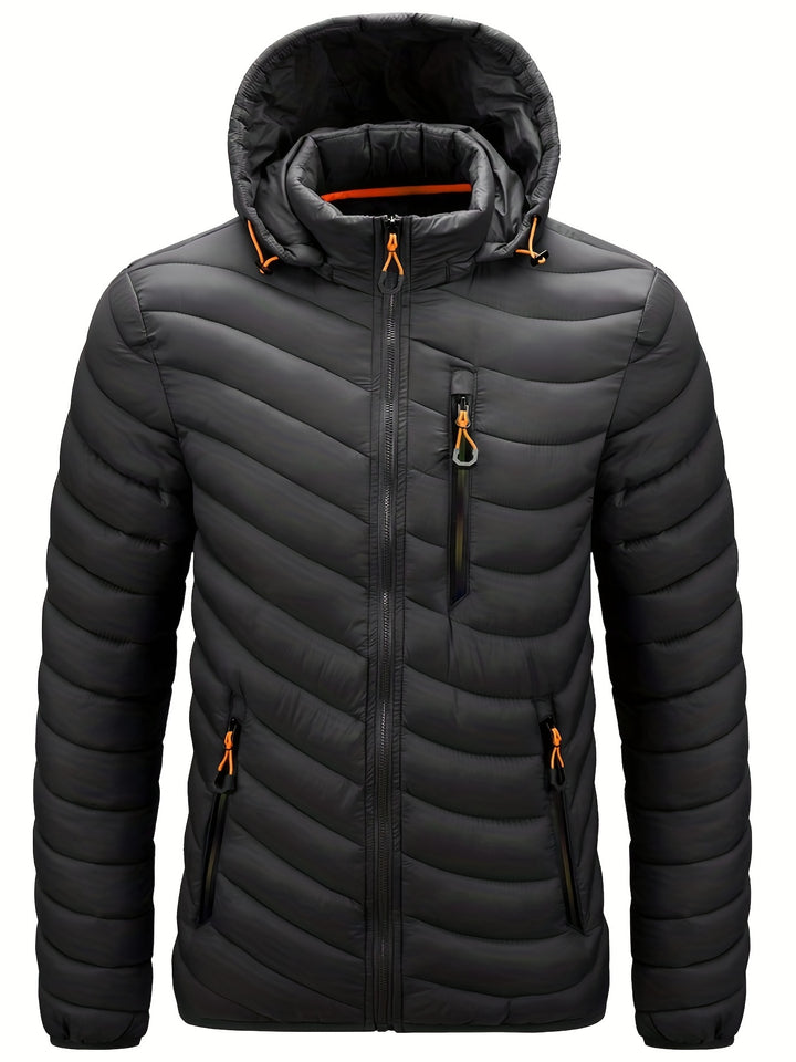 Heren donsjas | Warme winterjas met capuchon en rits
