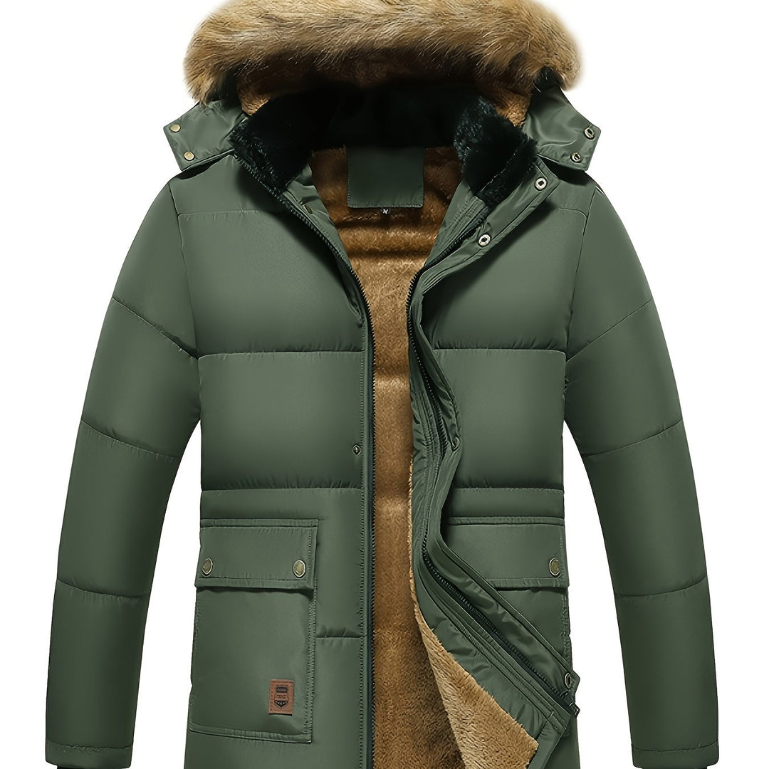 Heren winterjas | Warme parka met bontkraag en capuchon