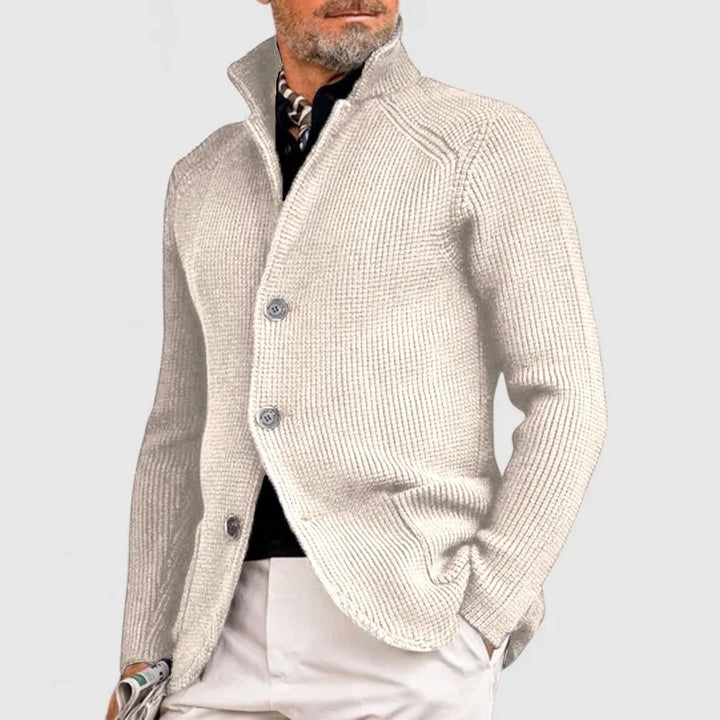 Elegante heren cardigan | Gebreide blazerstijl met knopen en opstaande kraag