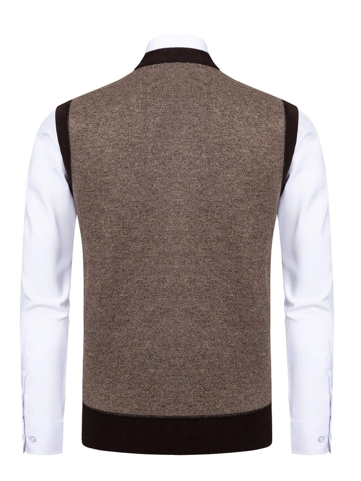Heren spencer | Gebreid vest zonder mouwen met ruitpatroon