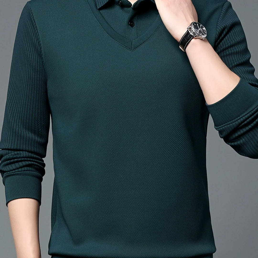 Heren trui | Gebreide sweater met kraag en lange mouw