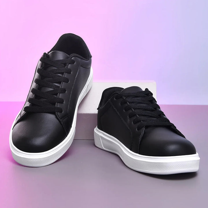 Dames sneakers zwart | Casual schoenen met witte zool