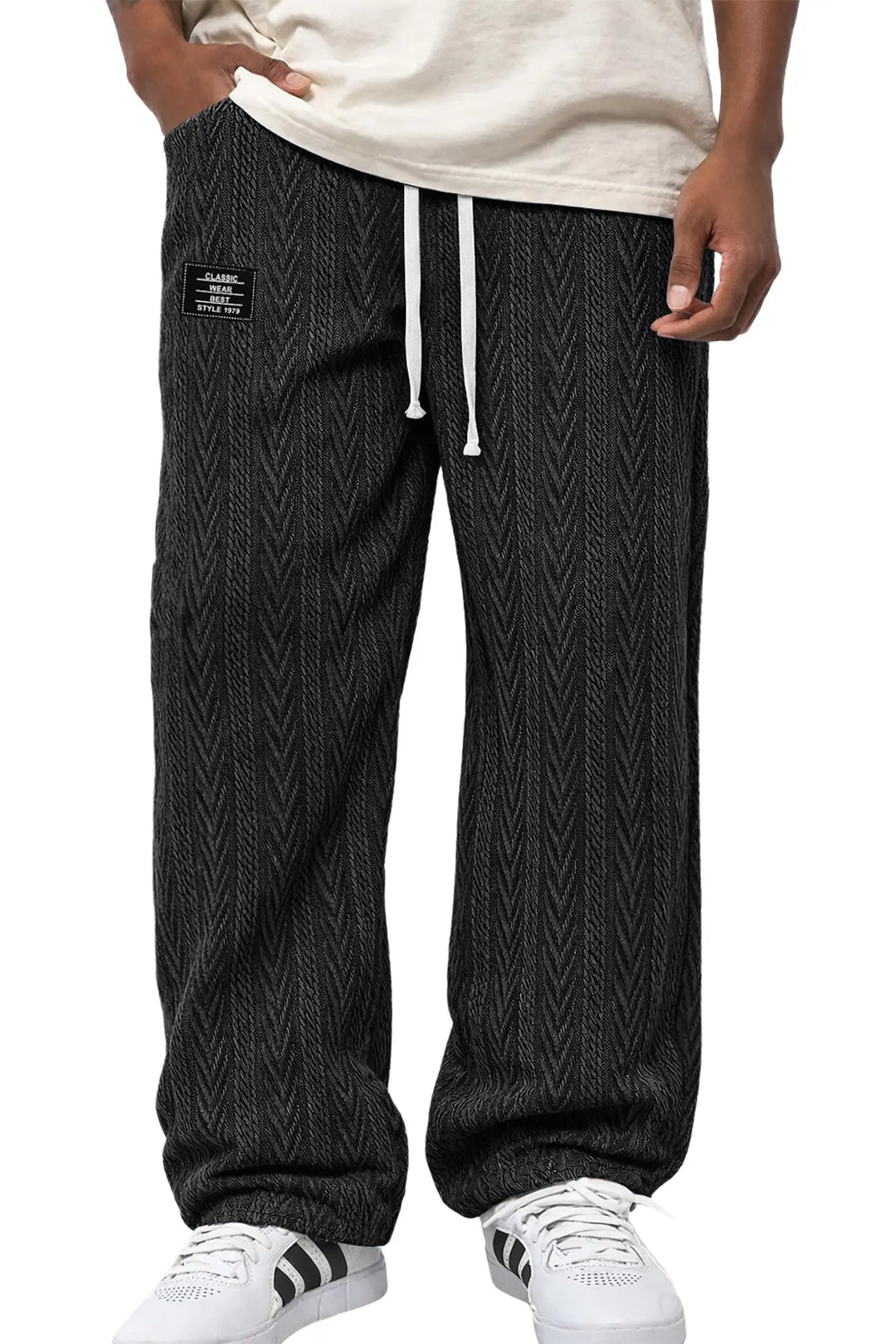 Heren broek | Jacquard broek met elastische taille