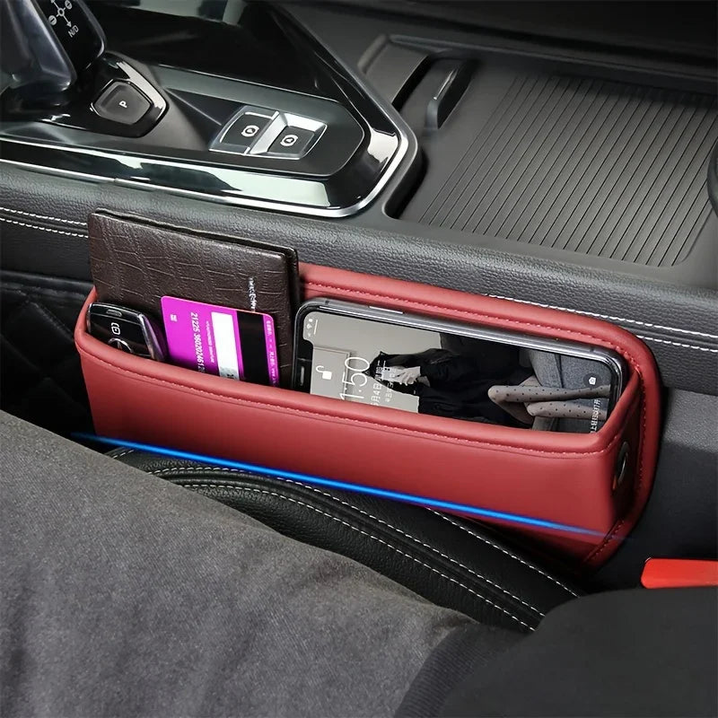 Auto stoel organizer | Leren opbergbox met vakken en kaarthouder