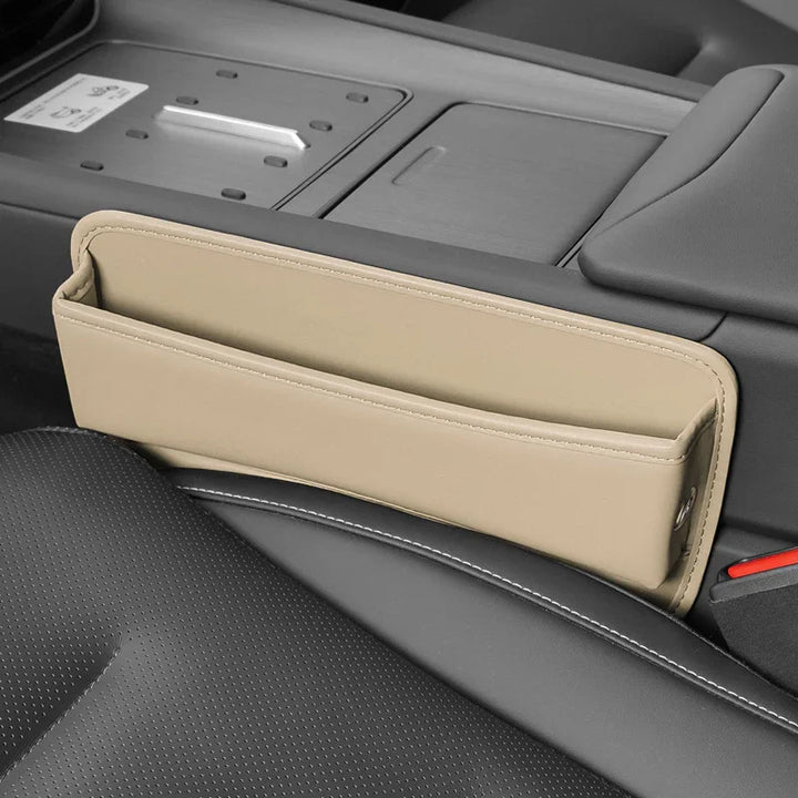 Auto stoel organizer | Leren opbergbox met vakken en kaarthouder