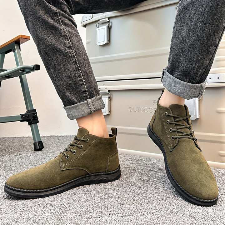 Enkellaarzen heren | Suèdelook veterschoenen met antislip zool