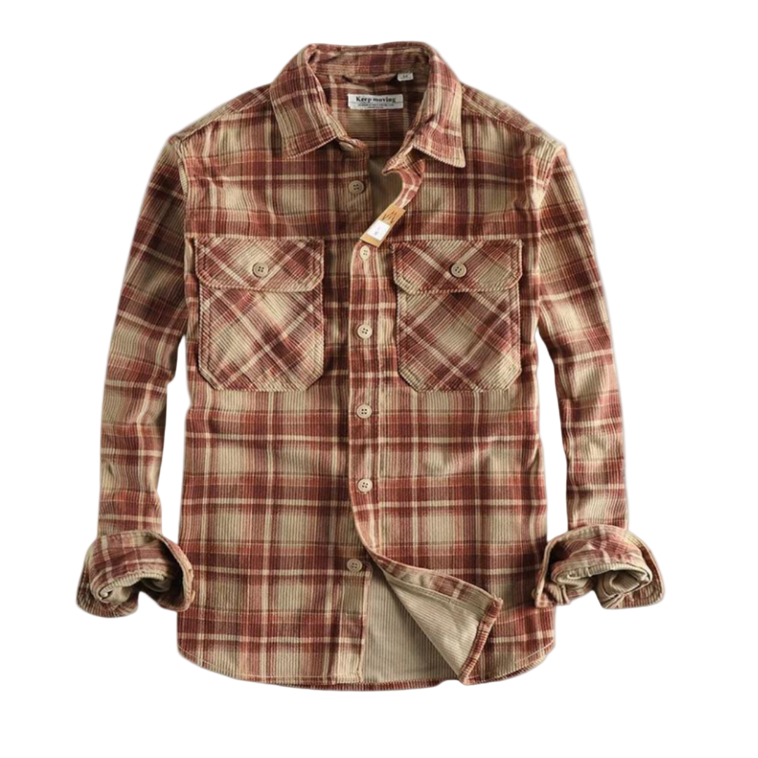 Ryder | Heren retro corduroy flanellen ruiten overhemd