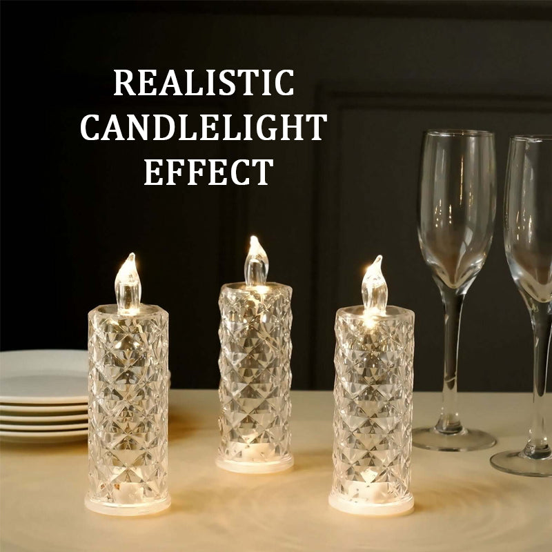Kristalachtige LED kaars | Sfeervolle lamp met vlam effect