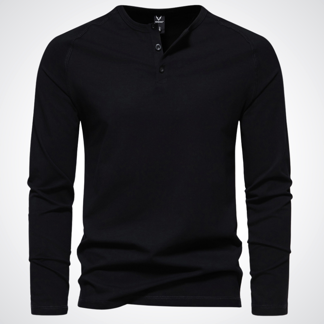 Stephen | Heren Henley shirt met lange mouwen