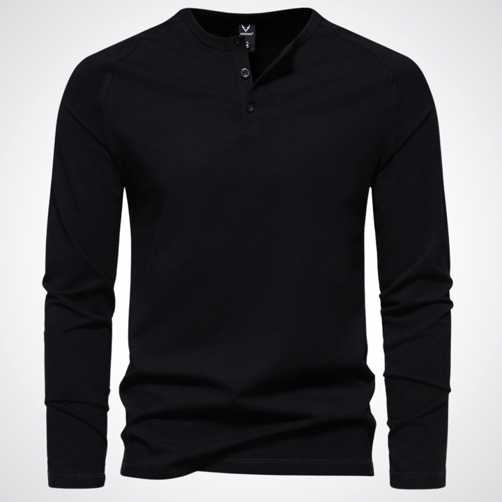 Stephen | Heren Henley shirt met lange mouwen