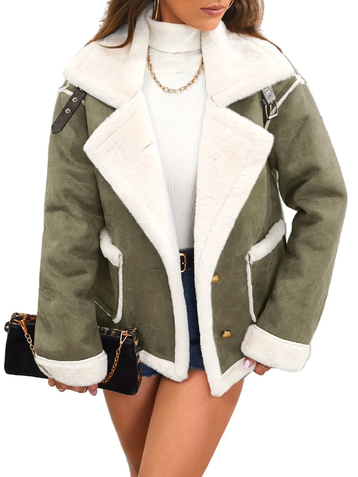 Dames winterjas | Roze teddy jas met witte voering