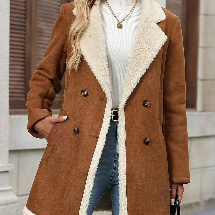 Dames winterjas | Bruine teddy coat met warme voering