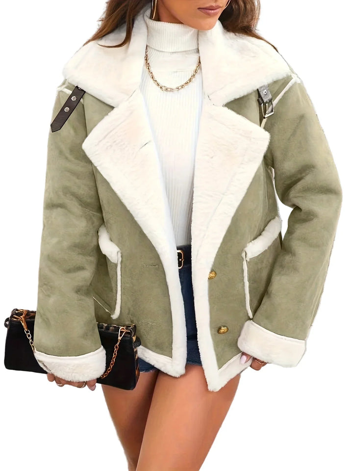 Dames winterjas | Roze teddy jas met witte voering
