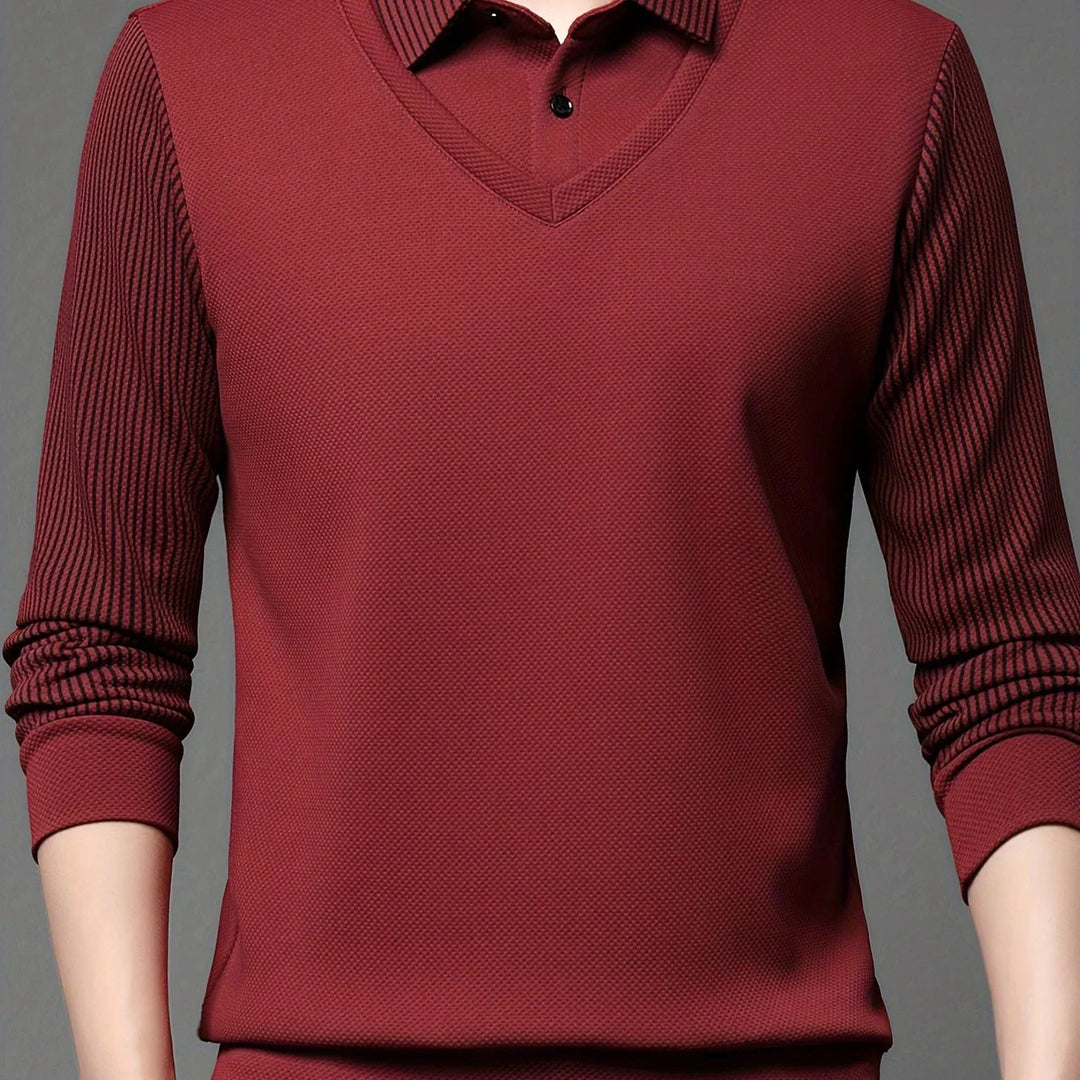 Heren trui | Gebreide sweater met kraag en lange mouw