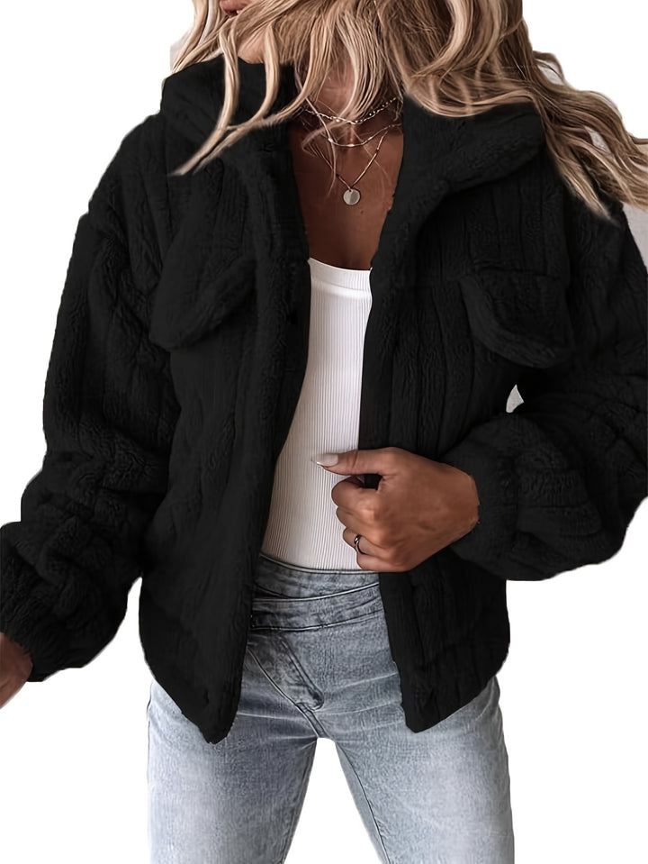 Teddy jas dames | Warme winterjas dames met zakken