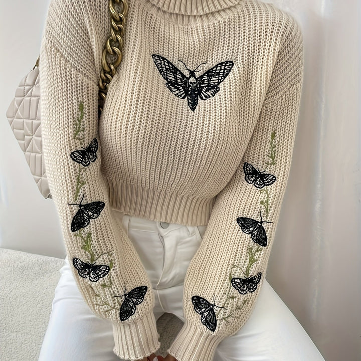 Coltrui dames | Gebreide winter trui met borduursel