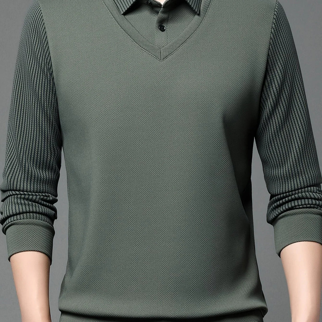 Heren trui | Gebreide sweater met kraag en lange mouw