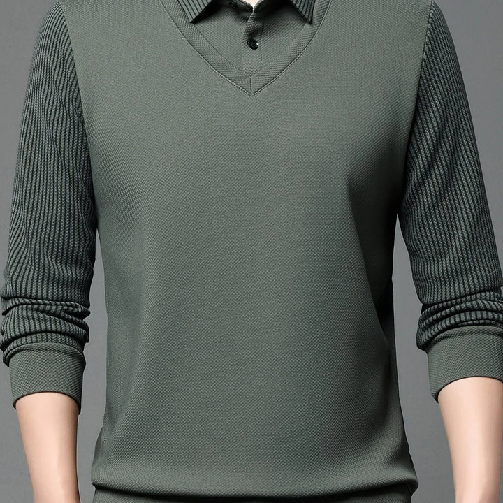 Heren trui | Gebreide sweater met kraag en lange mouw