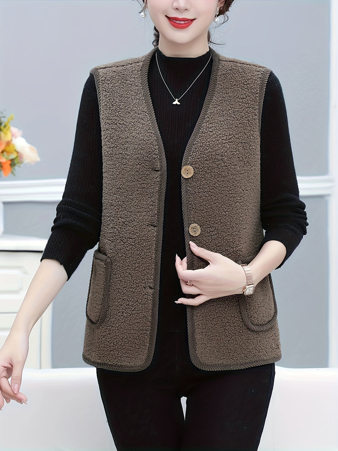 Dames vest | Puffer vest met fleece voering