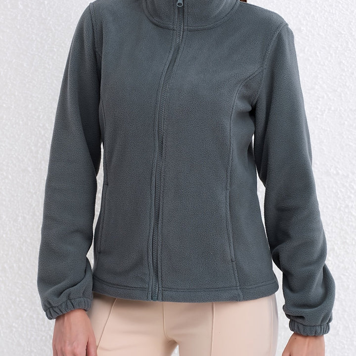 Dames winterjas | Fluffy fleece jas met hoge kraag en zakken