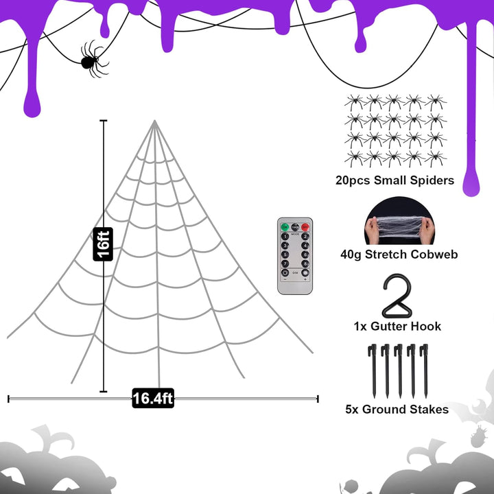 Spectral Web | Lichtgevend XXL spinnenweb voor Halloween