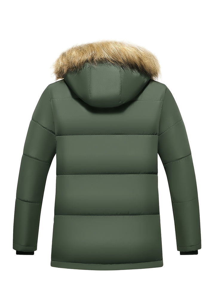 Heren winterjas | Warme parka met bontkraag en capuchon