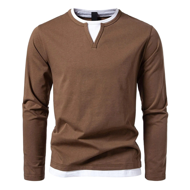 Henley | Heren lange mouw shirt met minimalistische Henley-kraag