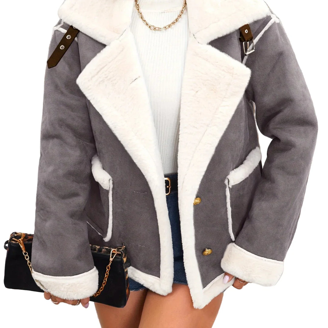 Dames winterjas | Roze teddy jas met witte voering